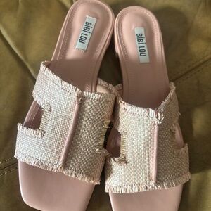 Bibi Lou Raffia Slide Sandals
